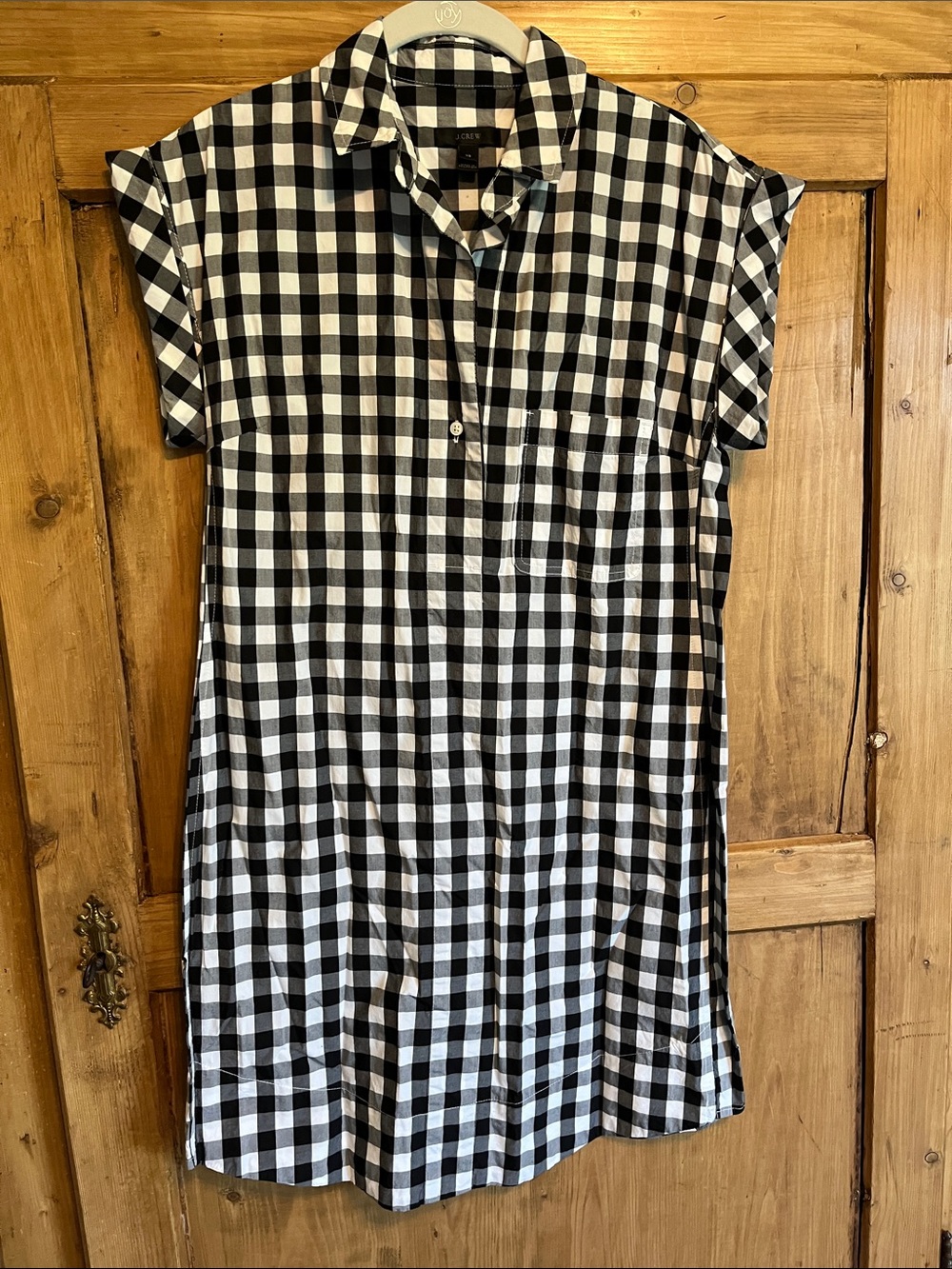 J. Crew Black & White Gingham Mini Shirt Dress